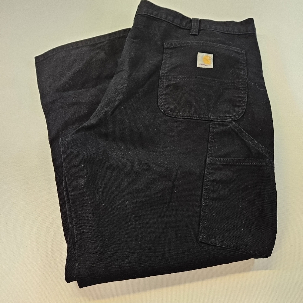 Carhartt Carpenter Pants Mens 44x30 Black Twill Relaxed Fit Loose Original Work